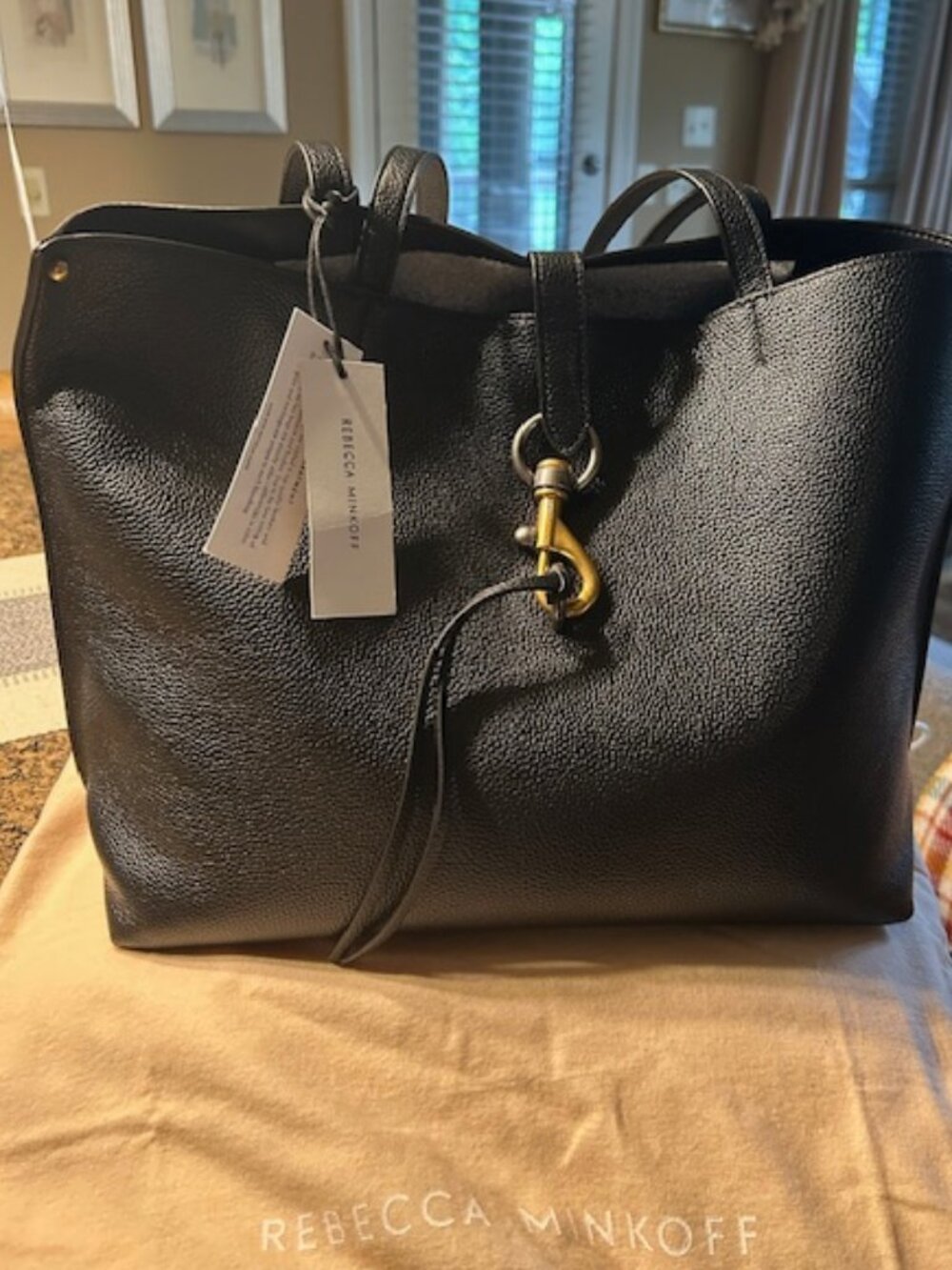 Rebecca Minkoff Megan Black Leather Tote Bag/ Comes With Dust Bag